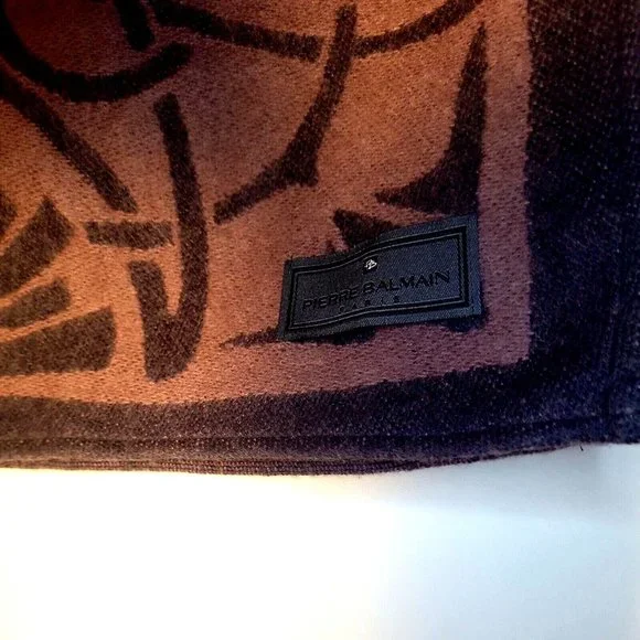 Pierre Balmain PARIS Winter wrap scarf Reversible Cashmere blend Purple 52"x52" - Picture 4 of 10